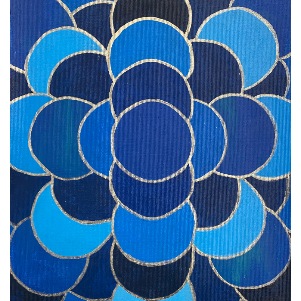 Hortensia 2023 Acrylique sur toile Cadre 40 x 30cm Dessin 32 x 26cm 300 euros