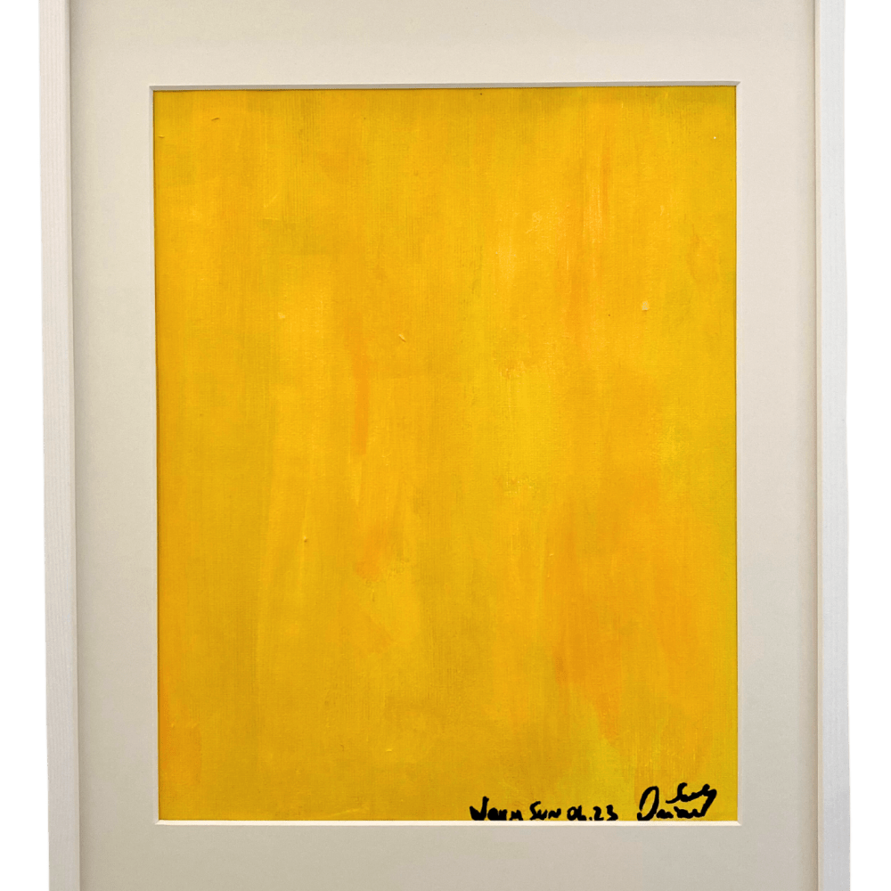 Warm sun 2023 Acrylique sur toile Cadre 42 x 32cm Dessin 25 x 18cm 300 euros